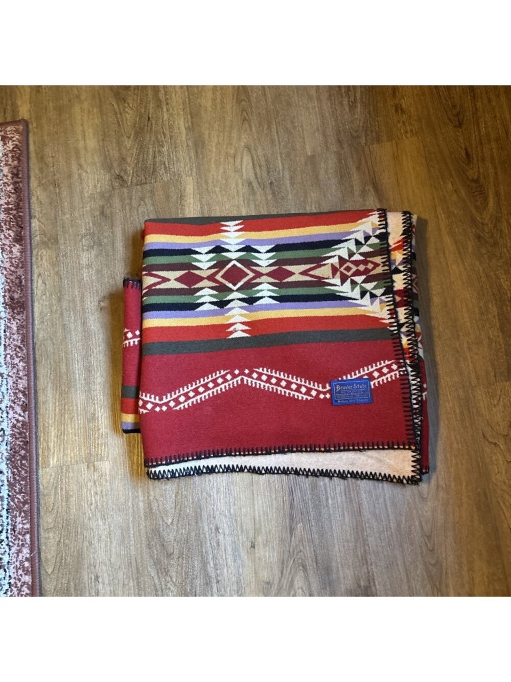 pendleton blanket Beaver State Wool Throw Red  64 X 38 Aztec Western